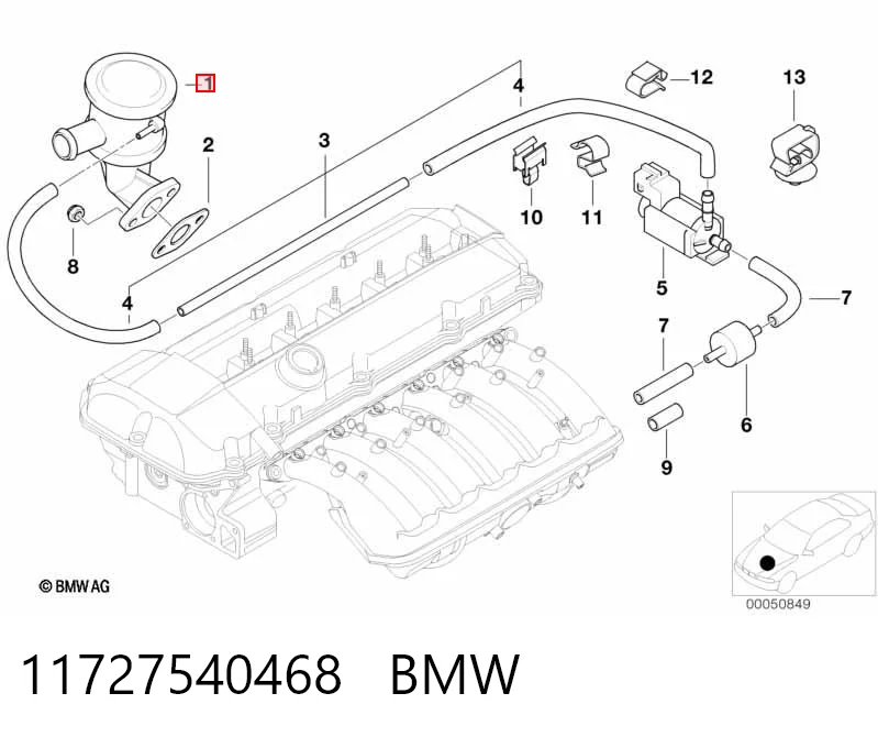 11727540468 BMW Клапан подачи вторичного воздуха