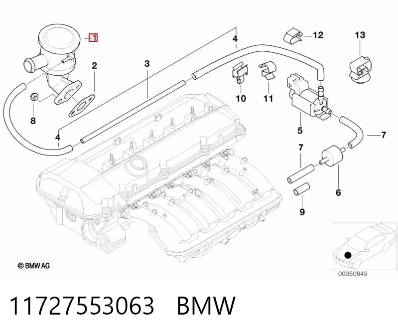 11727553063 BMW Клапан подачи вторичного воздуха