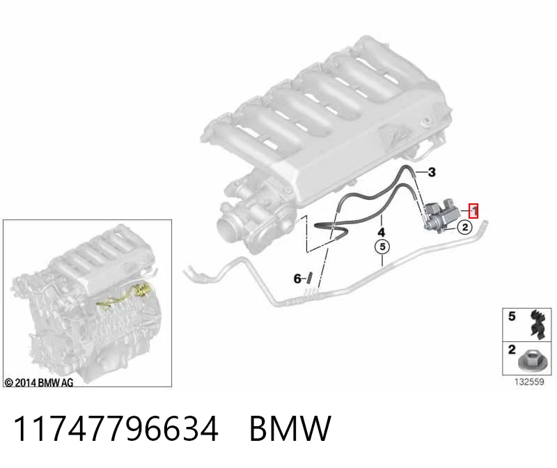 11747796634 BMW Соленоид давления наддува