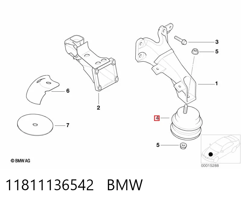 11811136542 BMW Опора двигателя, левая/правая