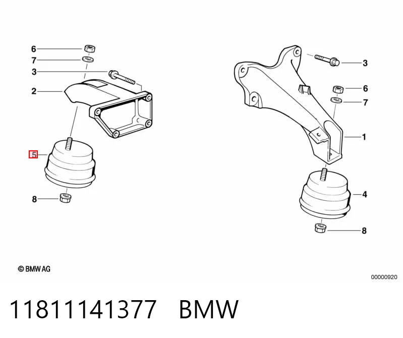11811141377 BMW Опора двигателя, левая/правая