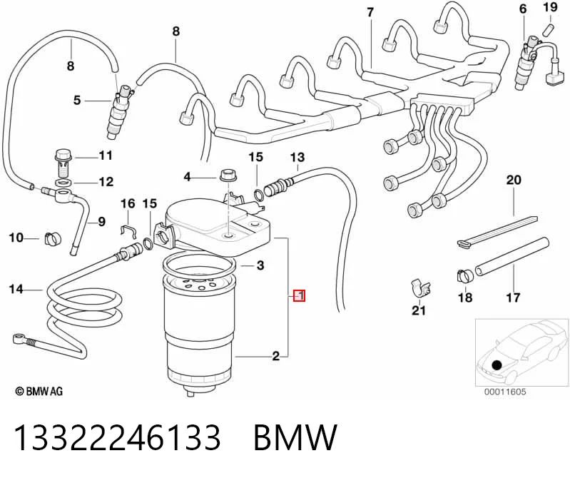 Фильтр топливный BMW 13322246133