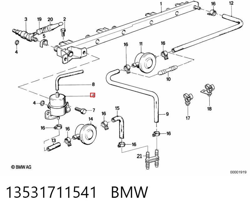 Регулятор давления в топливной рейке на BMW 7  E32