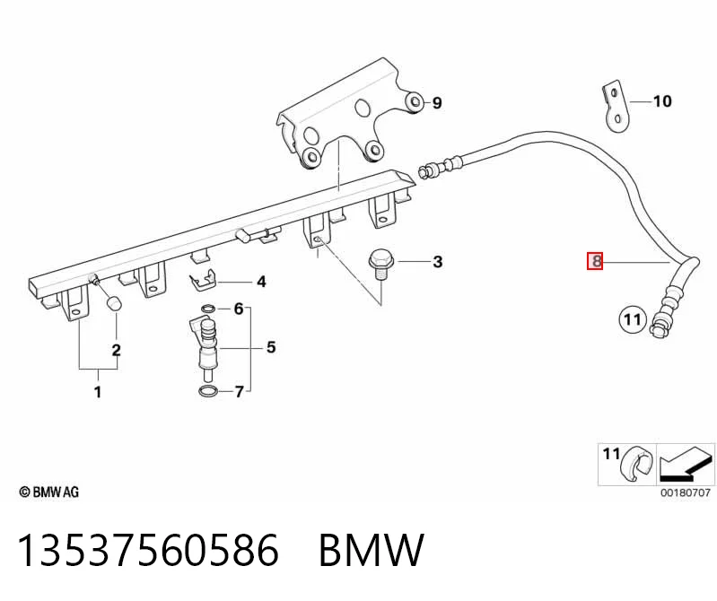 13537560586 BMW Трубка топливная обратная от форсунок