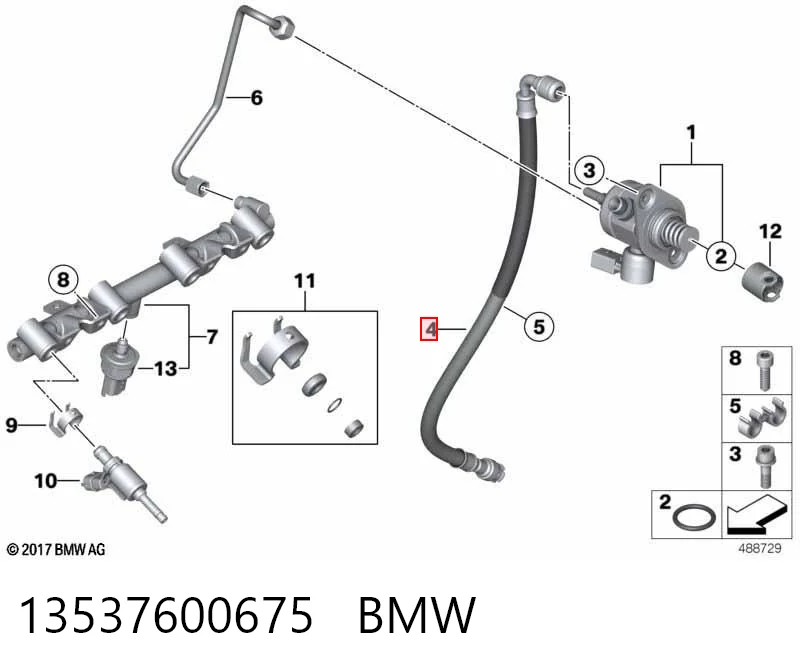 13537600675 BMW Трубка топливная обратная от форсунок