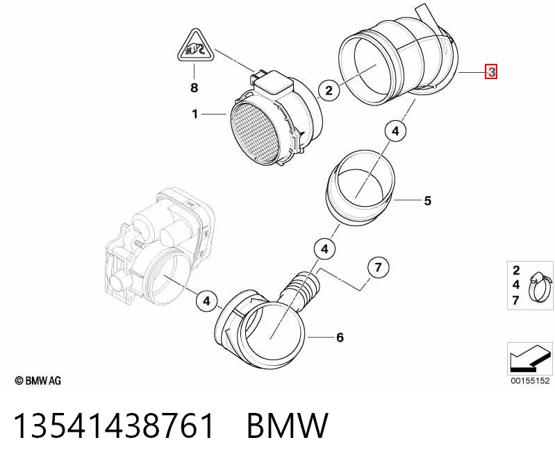 13541438761 BMW Воздушный патрубок расходомера
