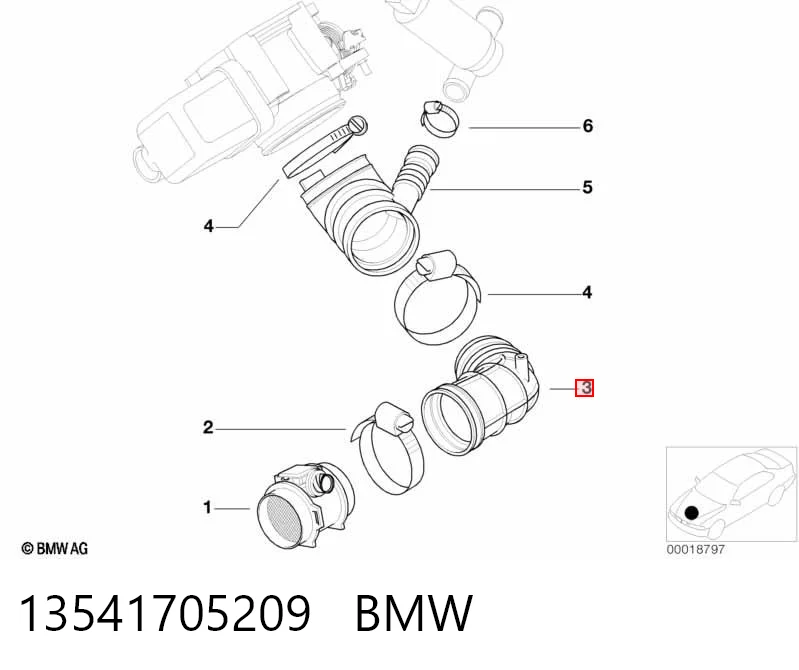 13541705209 BMW Воздушный патрубок расходомера