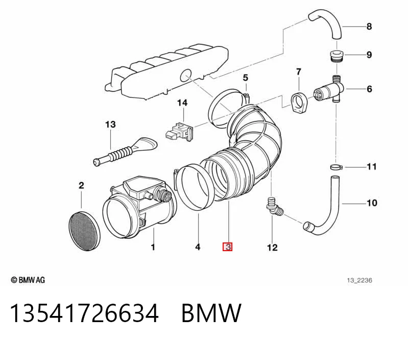 13541726634 BMW Воздушный патрубок расходомера