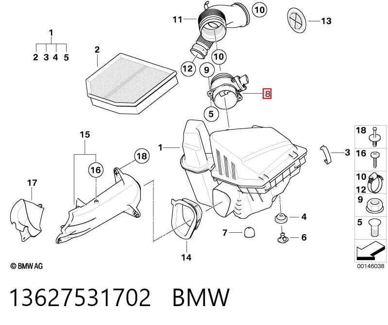 13627531702 BMW Датчик расхода воздуха