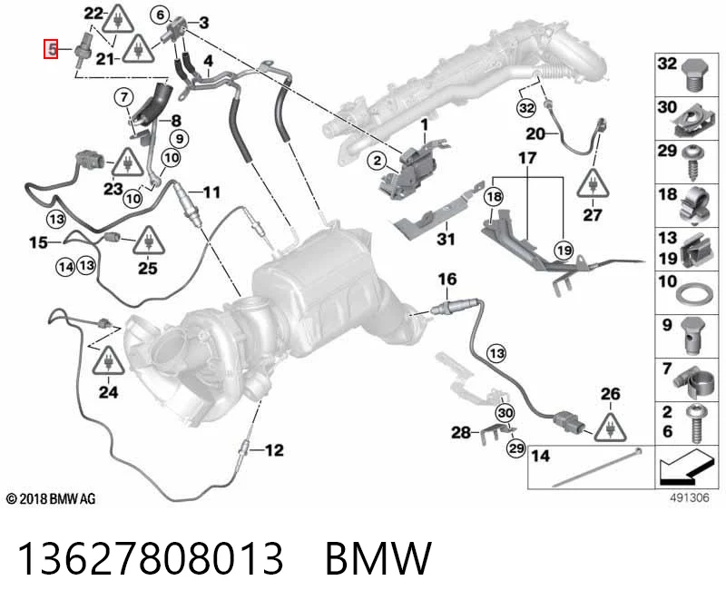 13627808013 BMW Датчик давления выхлопных газов