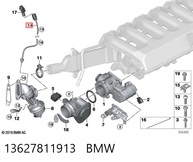 13627811913 BMW Датчик температуры отработавших газов (ОГ), после сажевого фильтра
