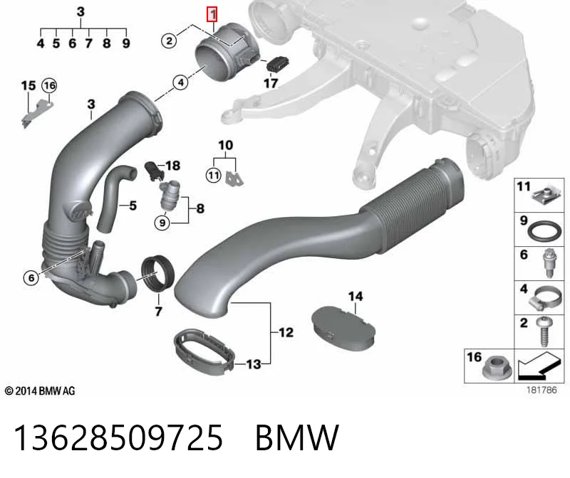 13628509725 BMW Датчик расхода воздуха