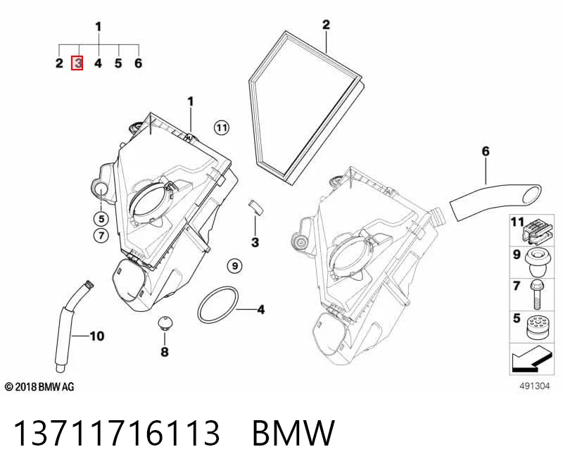 13711716113 BMW Защелка (скоба) корпуса воздушного фильтра