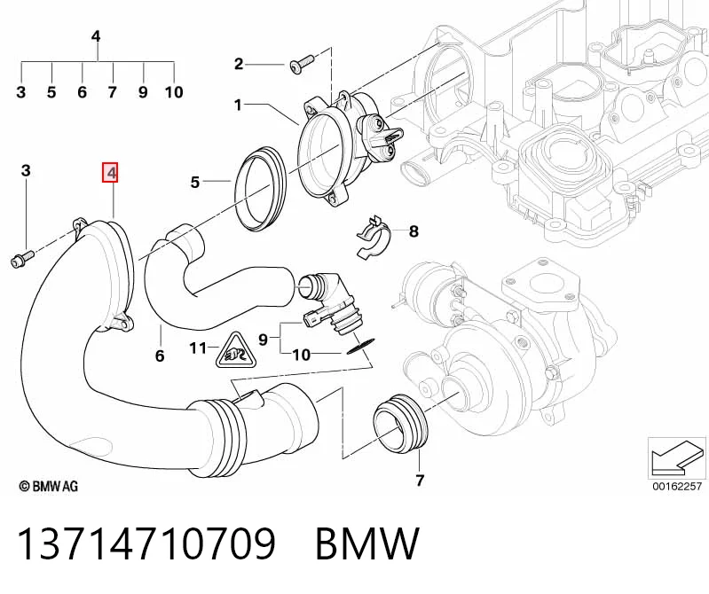 Гофра расходомера воздуха BMW 5 седан (E60) (2003 - 2009) цена, от 12.67 USD