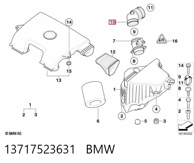 Воздушный патрубок расходомера на BMW 3  E92