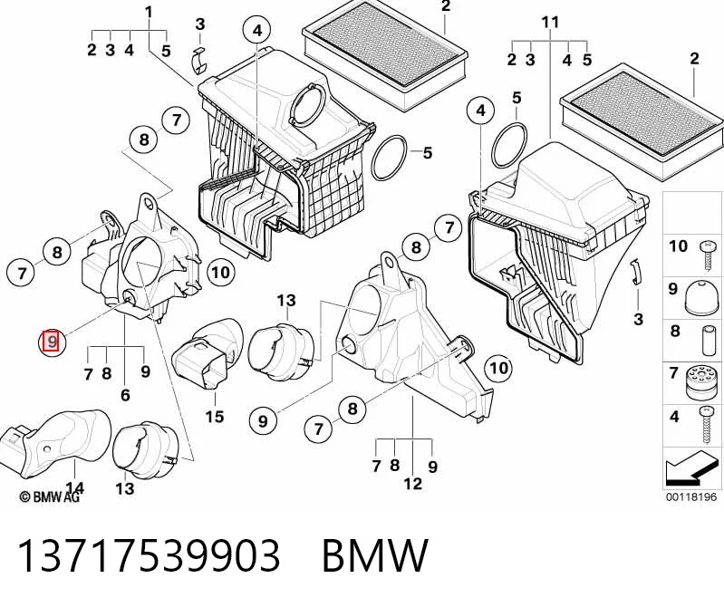 13717539903 BMW Подушка корпуса воздушного фильтра