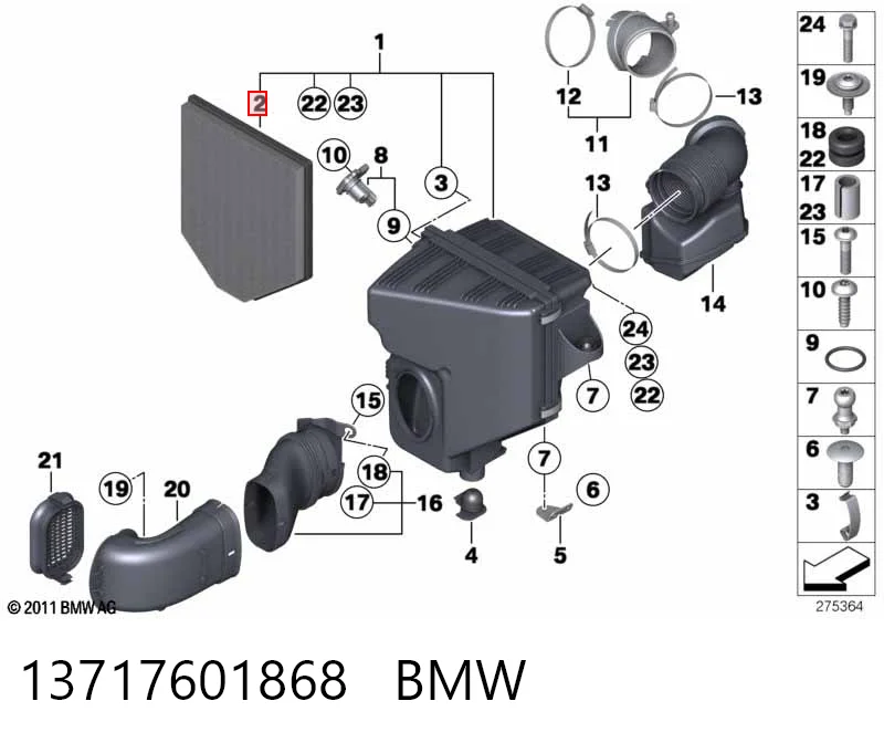 13717601868 BMW Воздушный фильтр двигателя