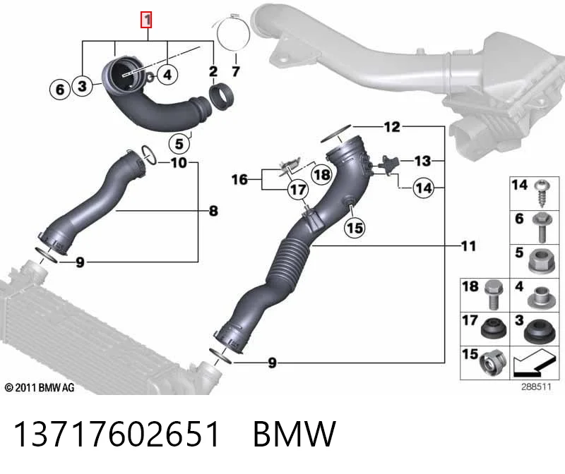 13717602651 BMW Воздухозаборник воздушного фильтра