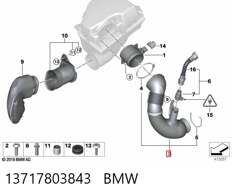 7803843 BMW Воздушный патрубок расходомера