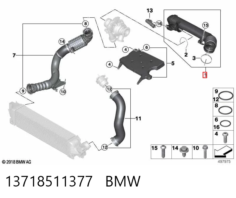 13718511377 BMW Воздушный патрубок расходомера
