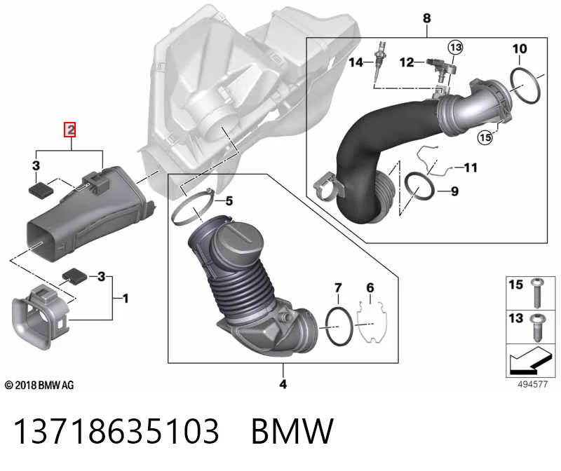 13718635103 BMW Патрубок воздушный, вход воздушного фильтра
