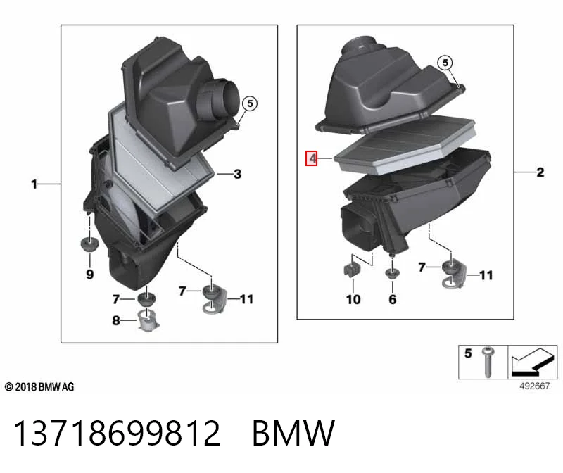13718699812 BMW Воздушный фильтр двигателя