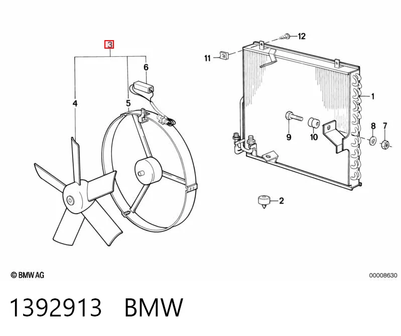 1392913 BMW Вентилятор радиатора кондиционера