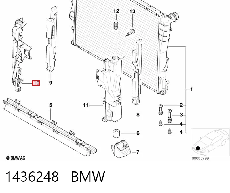 1436248 BMW Кронштейн радиатора правый