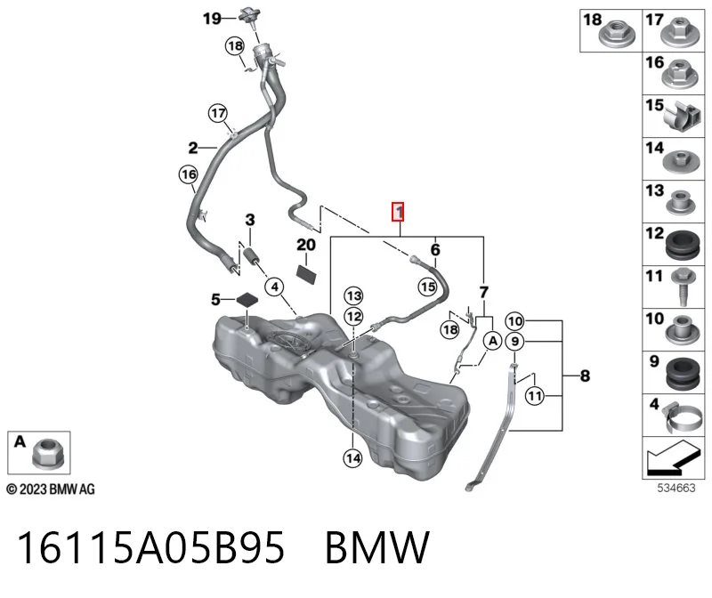 Бак топливный BMW 16115A05B95