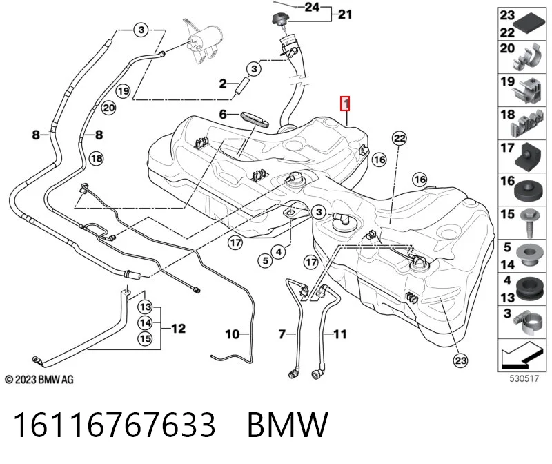 Бак топливный на BMW 5  E60