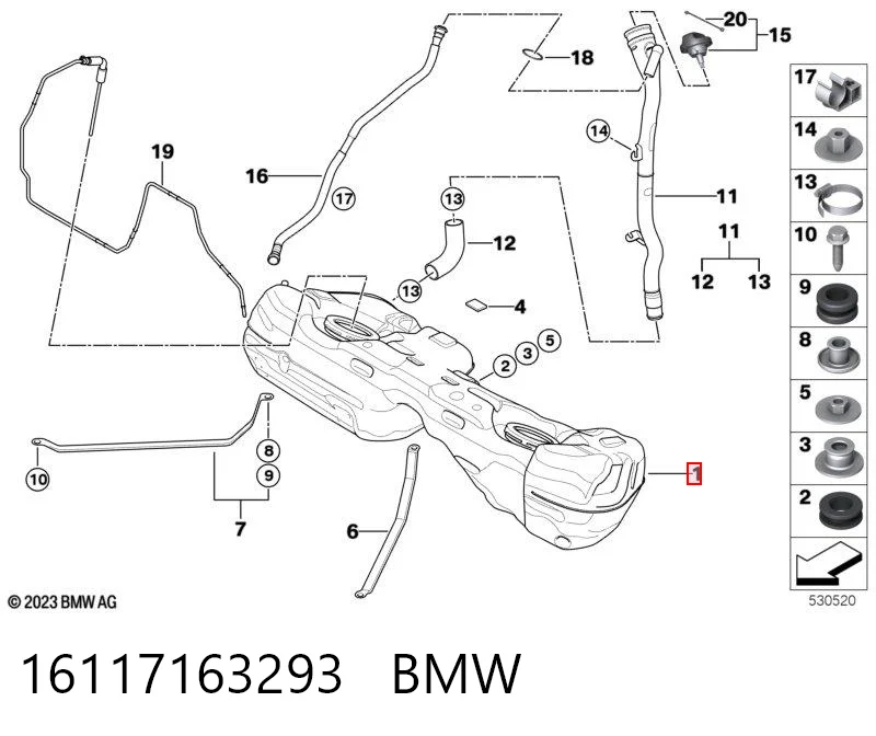 Бак топливный BMW 16117163293