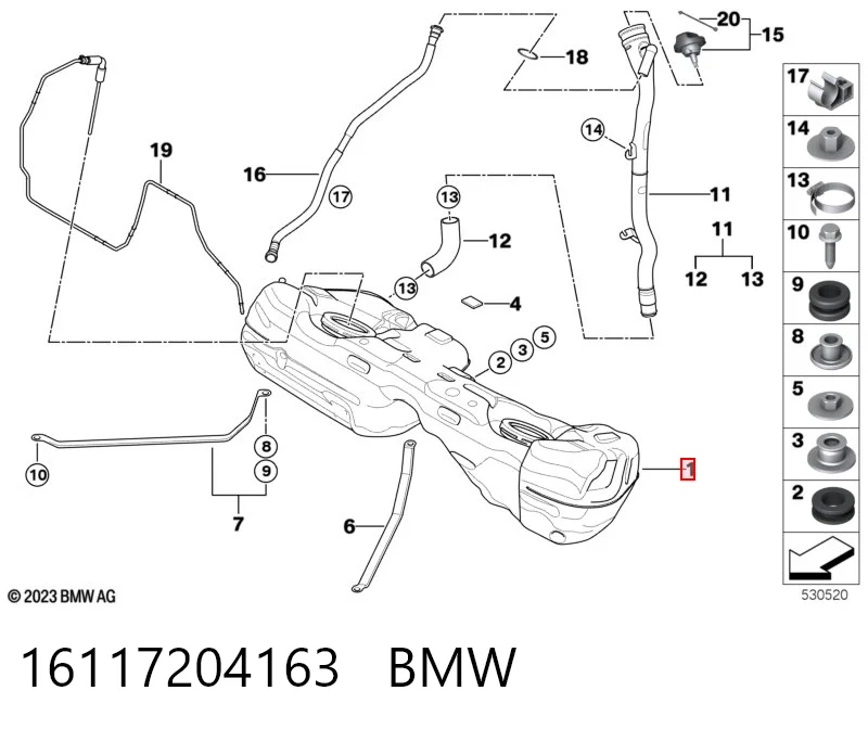 Бак топливный на BMW 1  E81