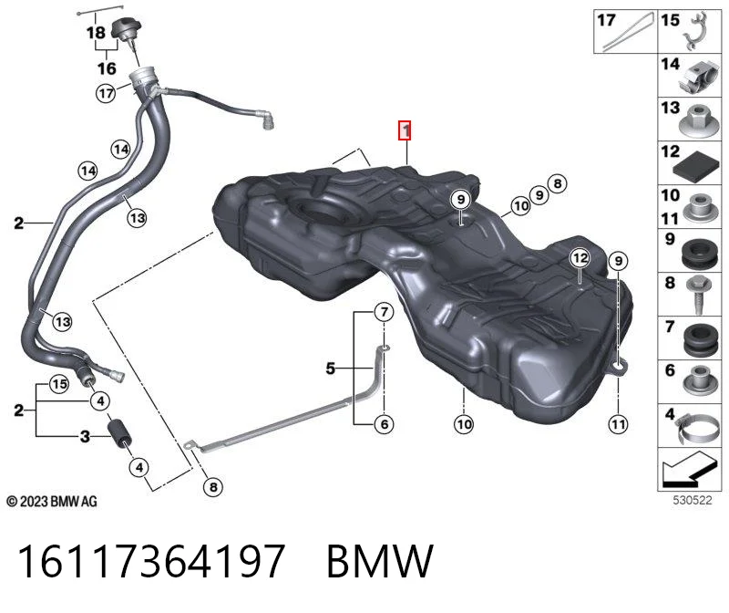 Бак топливный на BMW 7  F01, F02, F03, F04