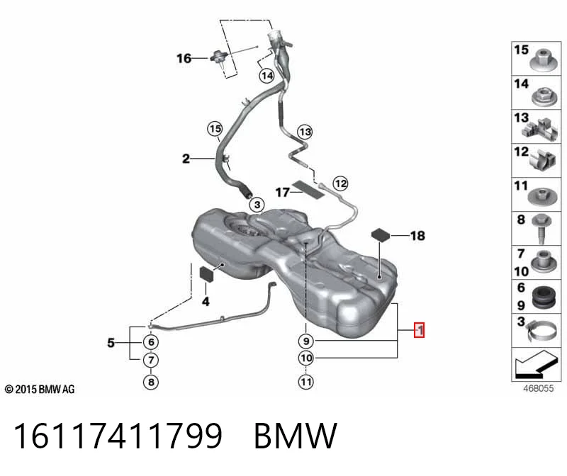 Бак топливный BMW 16117411799