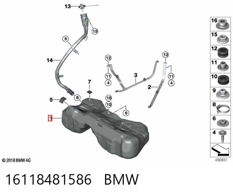 Бак топливный BMW 16118481586