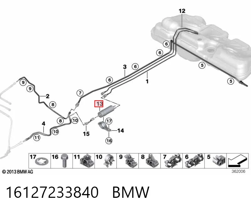 Фильтр топливный BMW 16127233840
