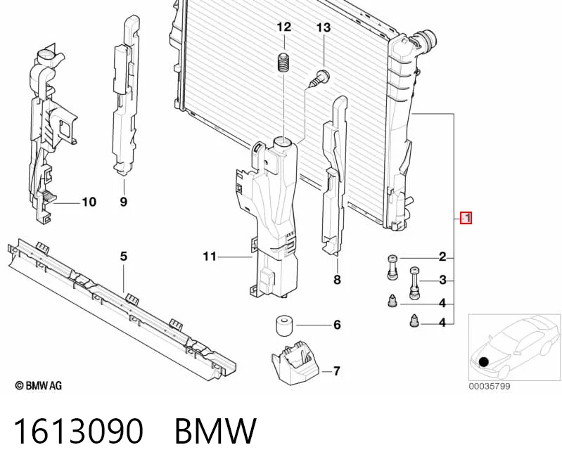 Радиатор охлаждения двигателя BMW 1613090