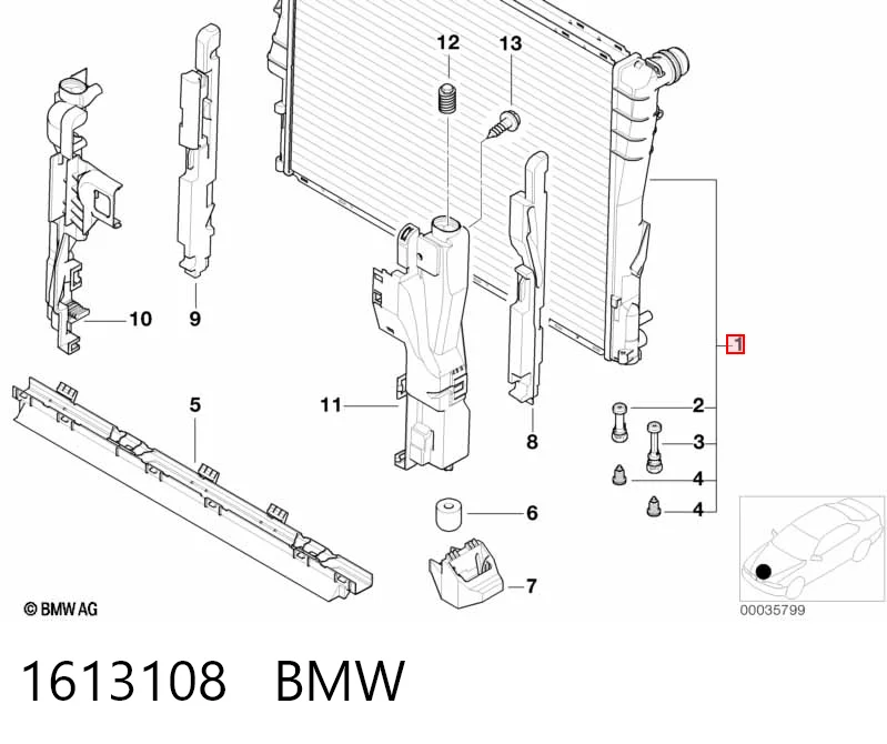 Радиатор охлаждения двигателя BMW 1613108