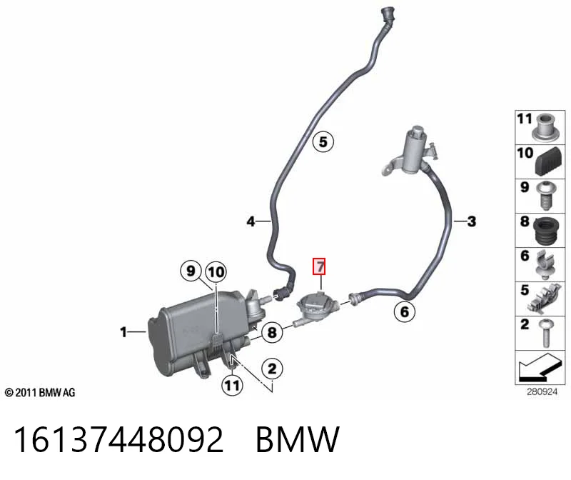 Клапан адсорбера топлива BMW 7333302 цена, от 12.25 USD