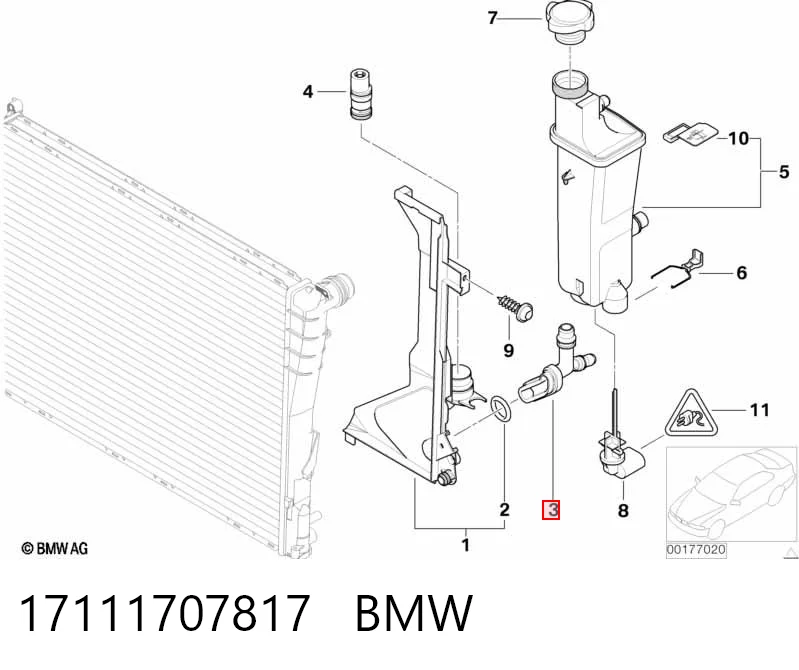 17111707817 BMW Тройник системы охлаждения
