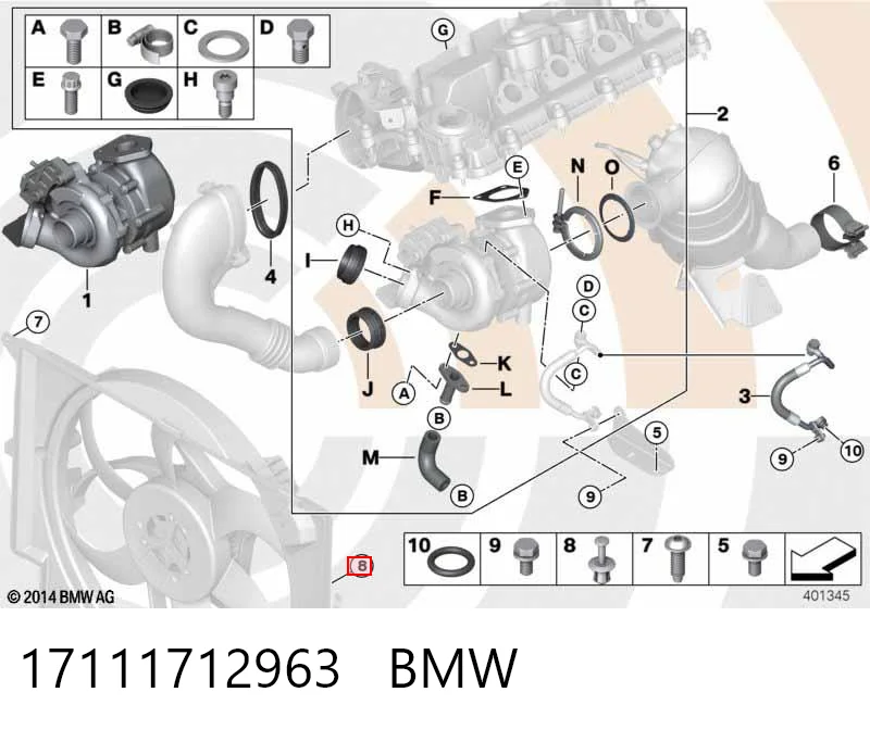 17111712963 BMW Клипса решетки радиатора охлаждения