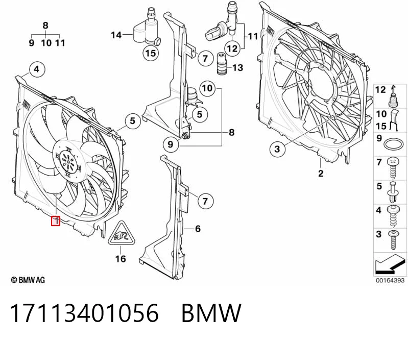 17113401056 BMW Диффузор радиатора охлаждения в сборе с мотором