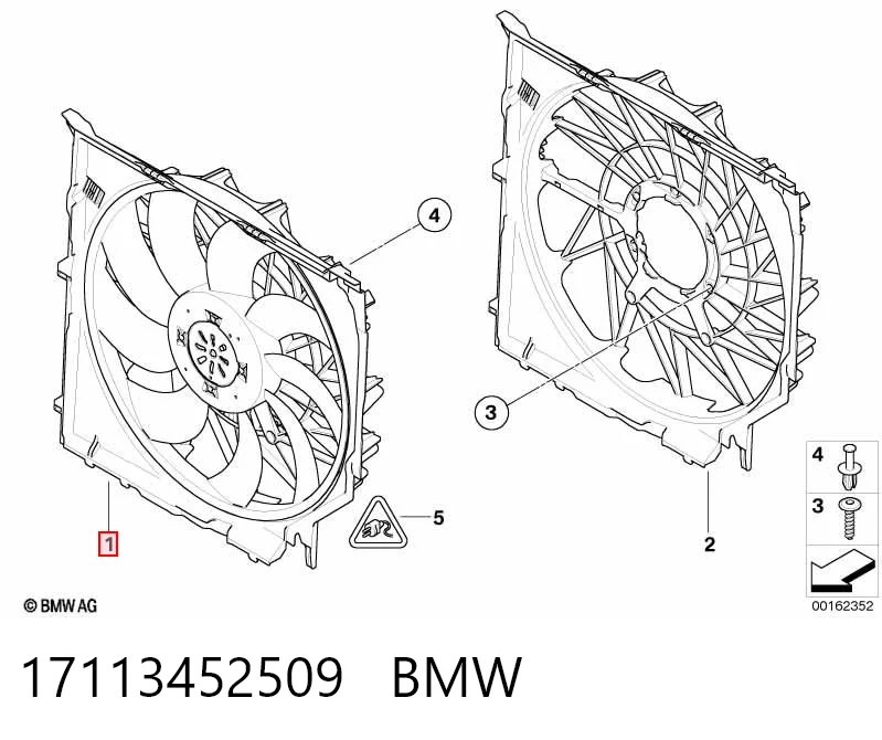 17113452509 BMW Диффузор радиатора охлаждения в сборе с мотором