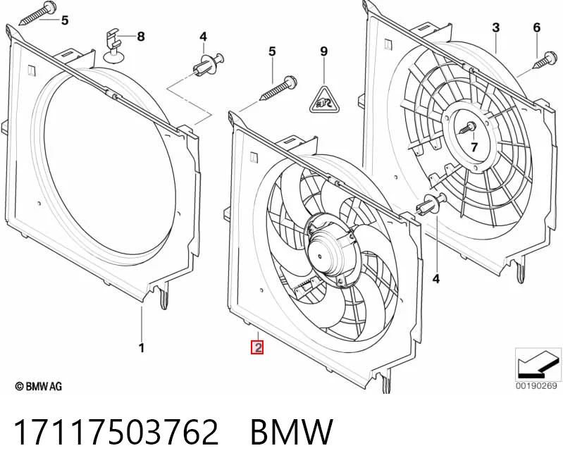 17117503762 BMW Диффузор радиатора охлаждения в сборе с мотором