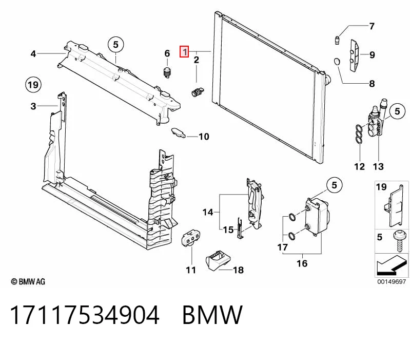 17117534904 BMW Радиатор основной