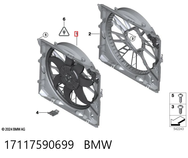 17117590699 BMW Диффузор радиатора охлаждения в сборе с мотором