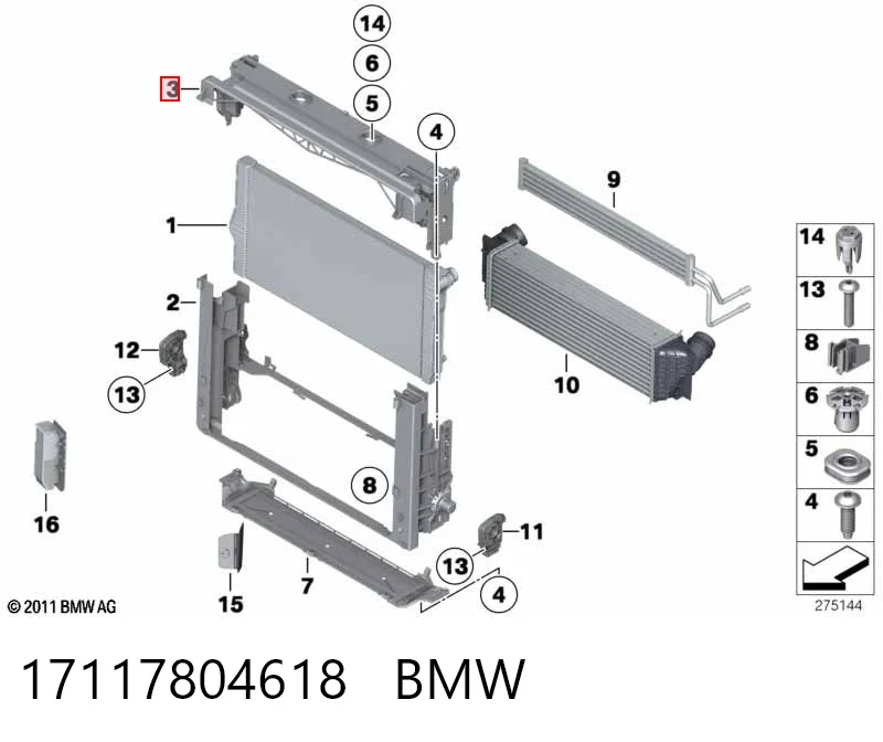 7804618 BMW Рамка крепления радиатора, верхняя часть