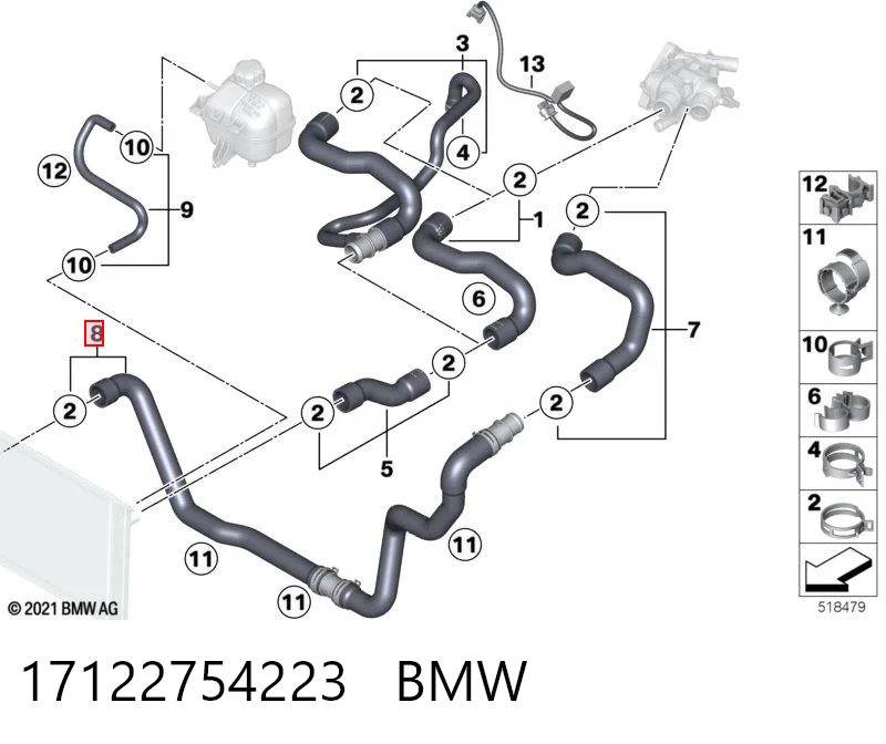 17122754223 BMW Патрубок радиатора охлаждения нижний