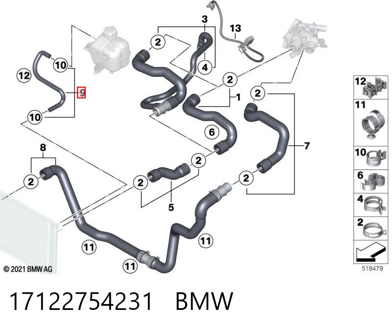 17122754231 BMW Шланг системы охлаждения