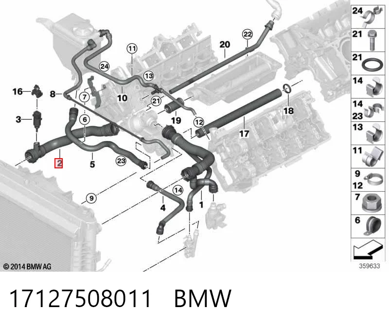 17127508011 BMW Патрубок радиатора охлаждения нижний